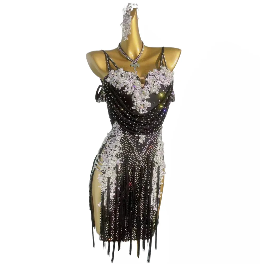 Latin Dance Art Test Dress Dance Professional International Dance Performance Dress with Diamond Pearl Rumba Tango Dress
Latin Dance Art Test Dress Dance Professional International Dance Performance Dress with Diamond Pearl Rumba Tango Dress