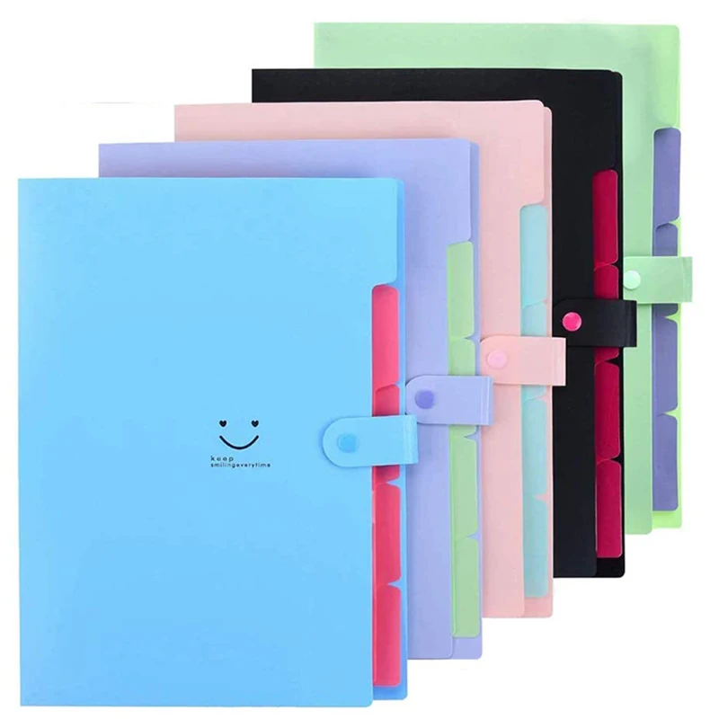 

5 Pcs Expanding File Folders Accordion Document Organizer, A4 Paper Plastic File Folder 5 Pocket Expandable File Jackets