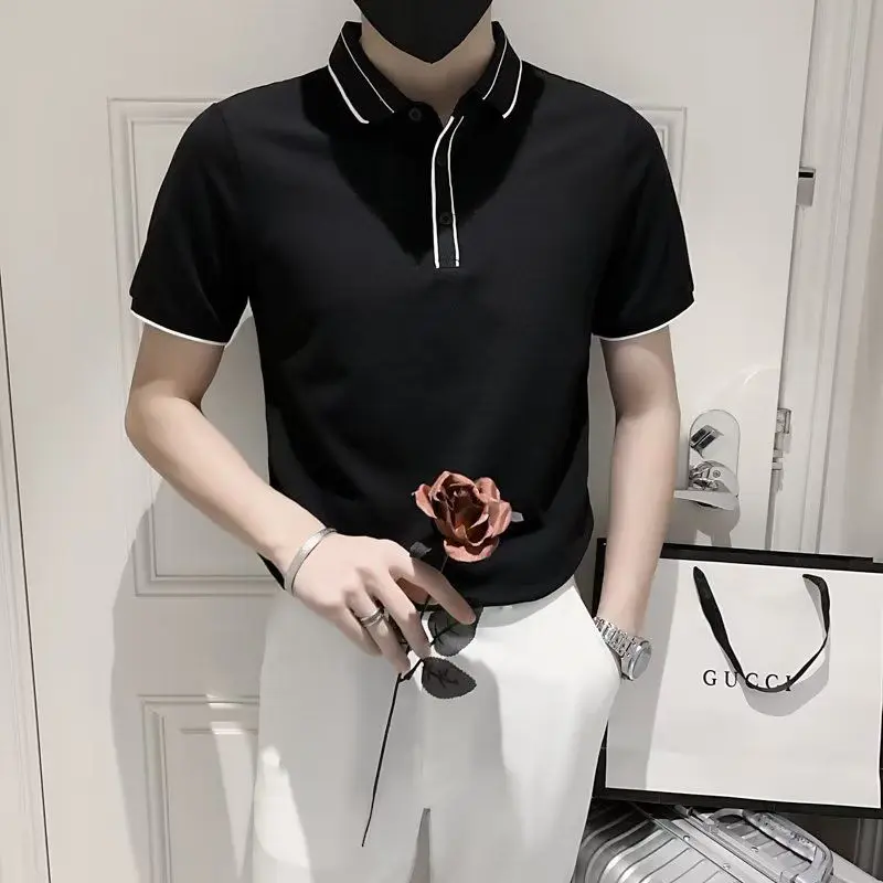 Summer Men's New Short Sleeve Patchwork Knitted Polo Shirts Male Ice Silk Turn Down Collar Slim Fit Casual Tee Shirt A164
Summer Men's New Short Sleeve Patchwork Knitted Polo Shirts Male Ice Silk Turn Down Collar Slim Fit Casual Tee Shirt A164