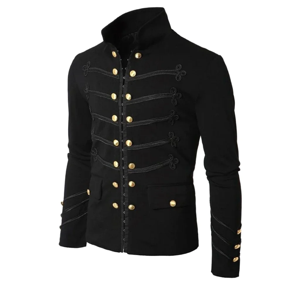 

Одежда для мужчин, Классическая мужская куртка в стиле милитари с воротником-стойкой, готические винтажные мужские куртки в стиле стимпанк и ретро, в средневековом стиле
