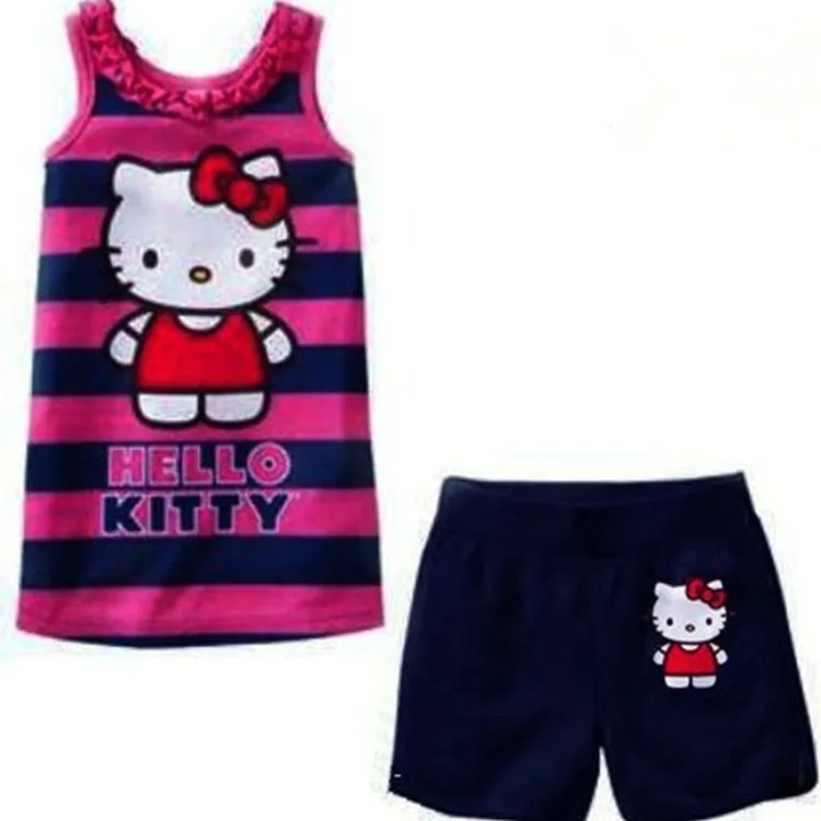 Hello Kitty Children Pajamas Set Toddler Cotton Pullover Short Sleeve+Shorts 2Pcs Suit Baby Girls Summer Casual Home Sleepwear Hello Kitty Children Pajamas Set Toddler Cotton Pullover Short Sleeve+Shorts 2Pcs Suit Baby Girls Summer Casual Home Sleepwear