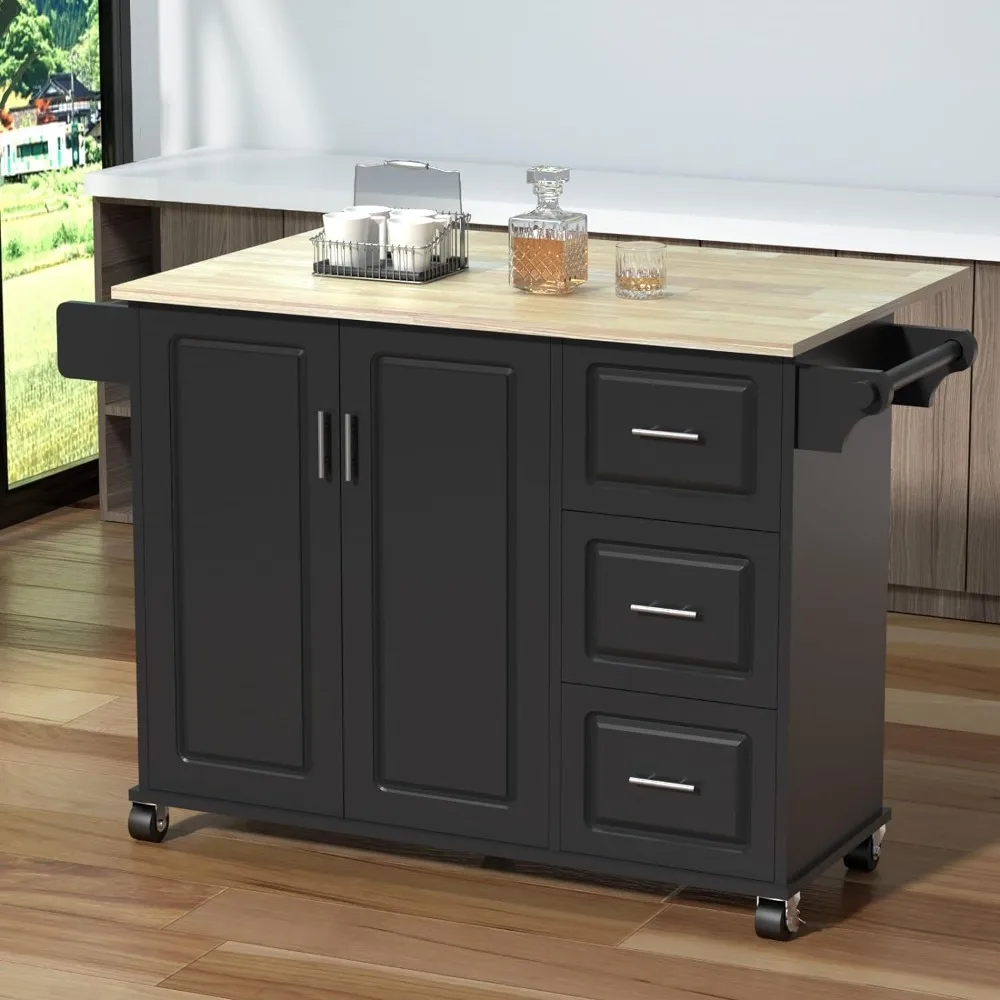 54" Large Kitchen Island Cart with Drop Leaf, Kitchen Island with Storage, Rolling Kitchen Island with Inside Cabinet, 3 Drawers
54" Large Kitchen Island Cart with Drop Leaf, Kitchen Island with Storage, Rolling Kitchen Island with Inside Cabinet, 3 Drawers