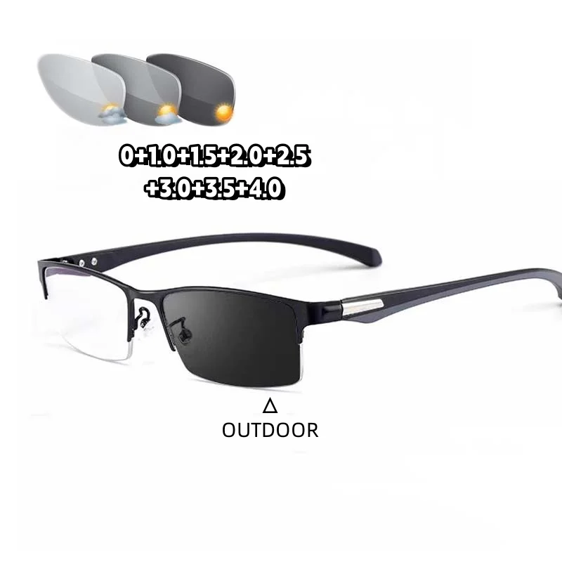 Business Metal Half Frame Intelligent Reading Glasses High-definition Indoor Outdoor Dual-purpose Reading Glasses Photochromic
Business Metal Half Frame Intelligent Reading Glasses High-definition Indoor Outdoor Dual-purpose Reading Glasses Photochromic