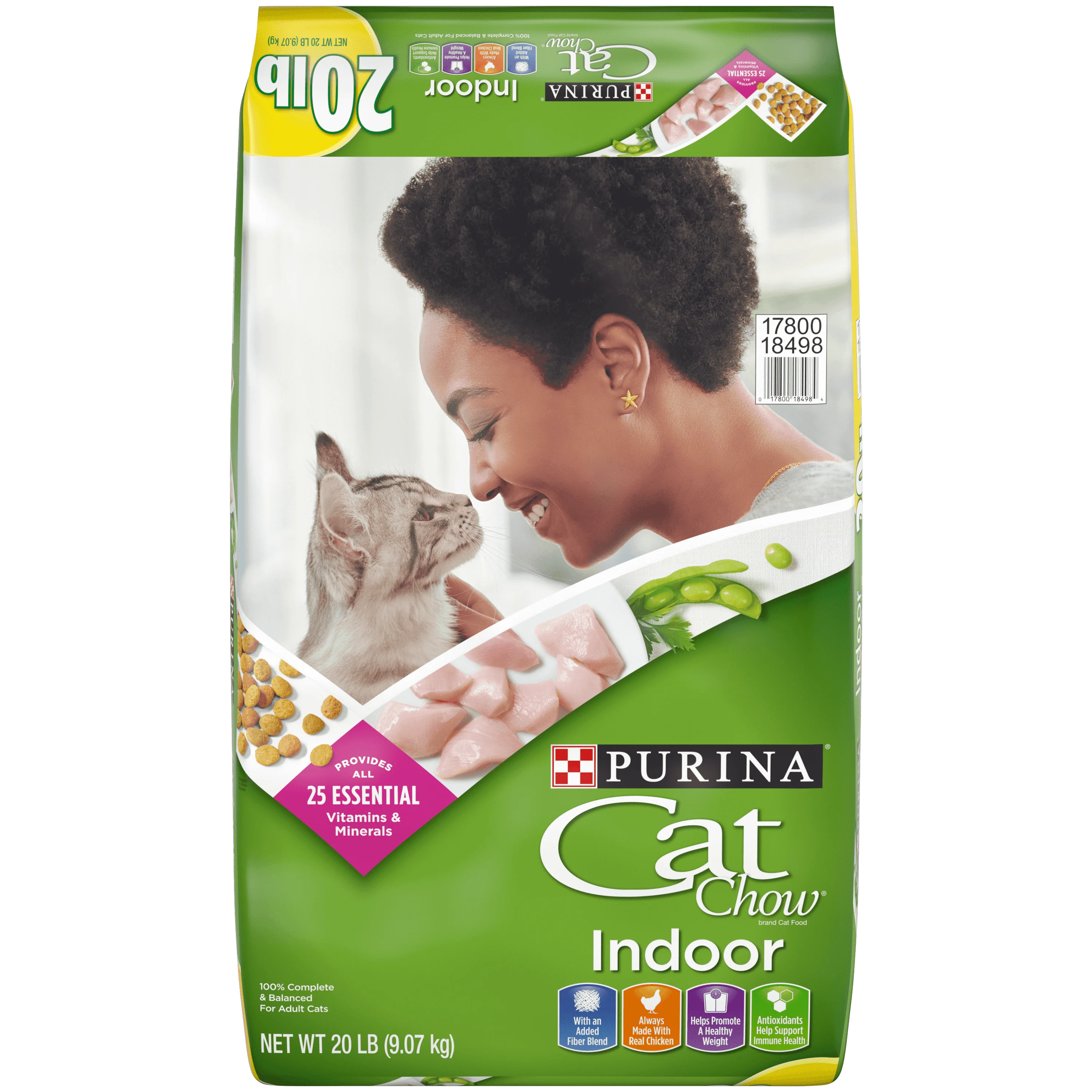

Purina Cat Chow Dry Cat Food, Healthy Weight & Hairball Indoor Whole Grain Chicken, 20 lb Bag