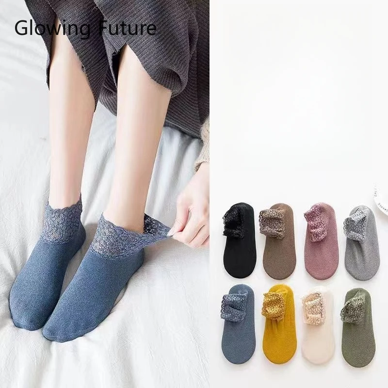 4 Pairs Autumn Winter Warm Thick Lace Short Tube Women's Socks Silicone Non Slip Floor Socks Female High Elasticity Low Socks
4 Pairs Autumn Winter Warm Thick Lace Short Tube Women's Socks Silicone Non Slip Floor Socks Female High Elasticity Low Socks