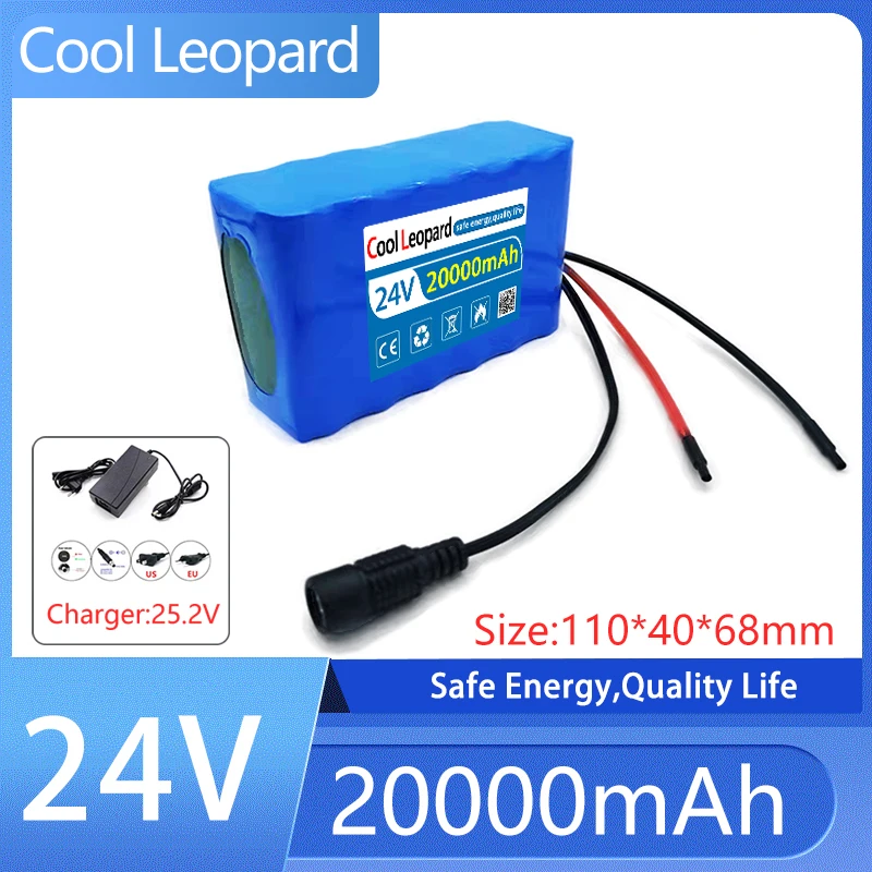 

18650 6S2P 24V 20Ah Lithium Ion Battery Pack For Electric Bicycle Moped 25.2v 20000mAh Li-ion Battery Pack With BMS + Charger