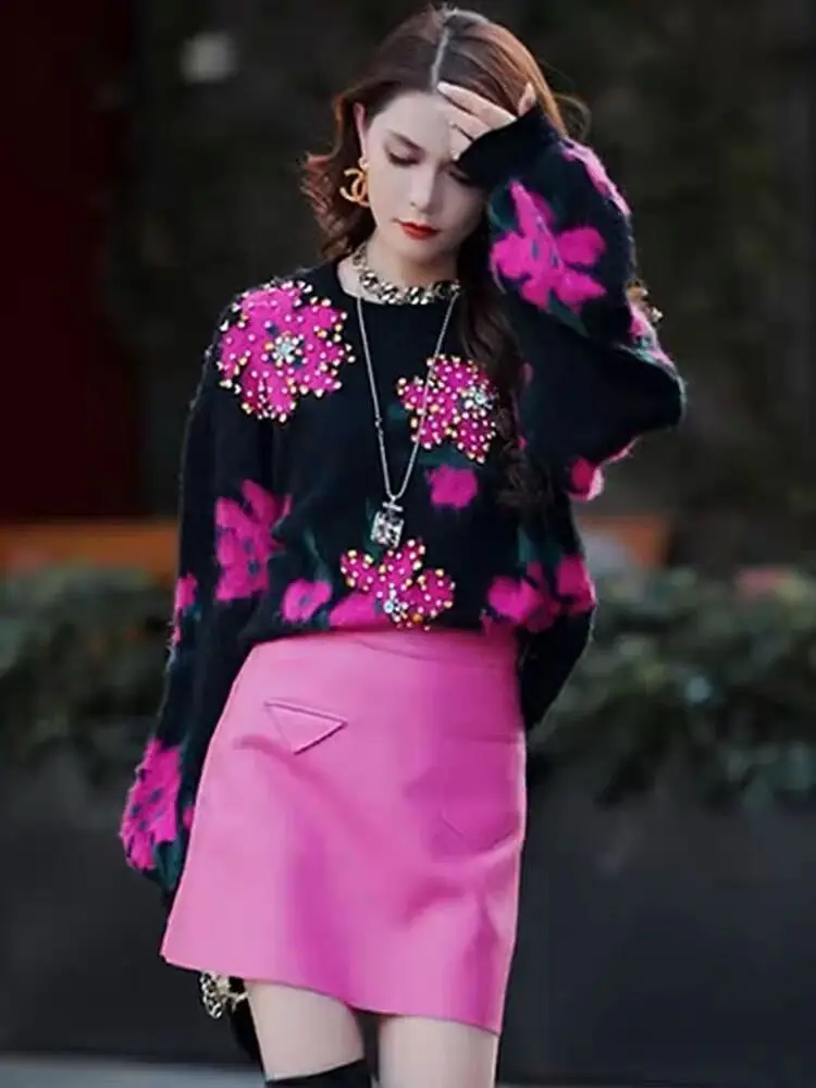 Vintage Diamond Flowers Jacquard Knit Pullover Autumn Winter Thick Women Sweater Cashmere Soft Loose Mohair Knitwear Warm X411
Vintage Diamond Flowers Jacquard Knit Pullover Autumn Winter Thick Women Sweater Cashmere Soft Loose Mohair Knitwear Warm X411