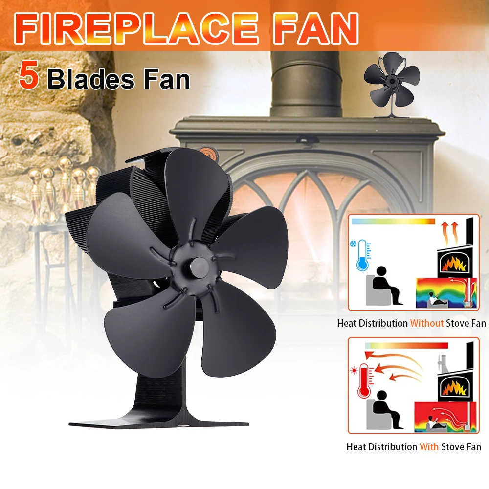 Black Fireplace Fan With 5 Blades Heat-powered Stove Fan No Battery or Electricity Required Log Wood Burner Eco Quiet Fan
Black Fireplace Fan With 5 Blades Heat-powered Stove Fan No Battery or Electricity Required Log Wood Burner Eco Quiet Fan