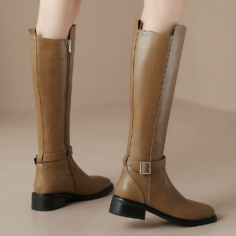 danxuefei women's genuine leather ankle buckle side zip autumn knee high boots round toe casual long knight boots shoes women
danxuefei women's genuine leather ankle buckle side zip autumn knee high boots round toe casual long knight boots shoes women