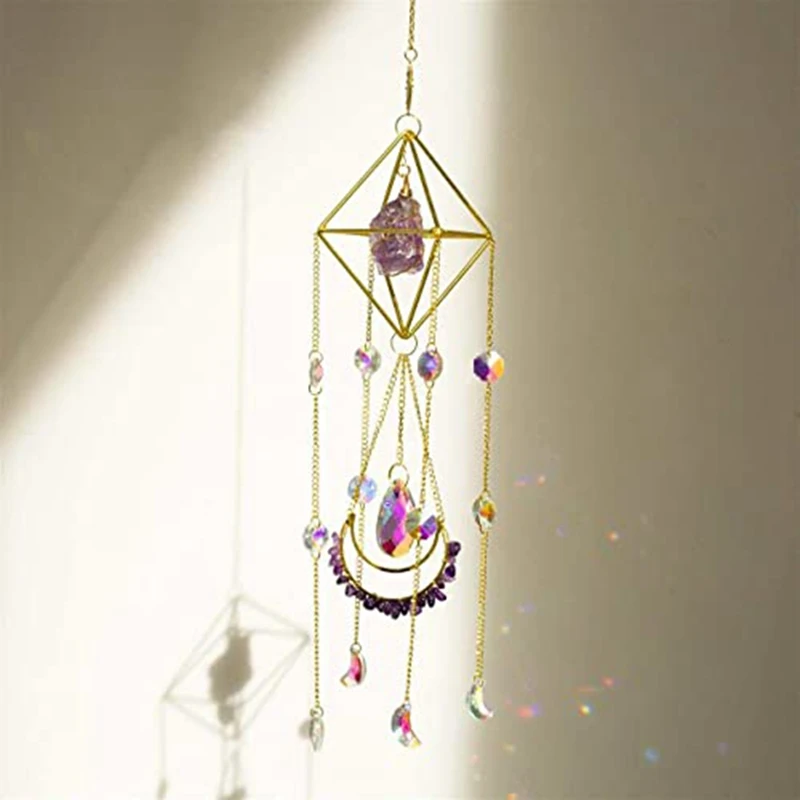 

Хрустальный декор в стиле бохо, пурпурный драгоценный камень, подвесной Ловец Солнца для окон, духовный прочный подарок на новоселье