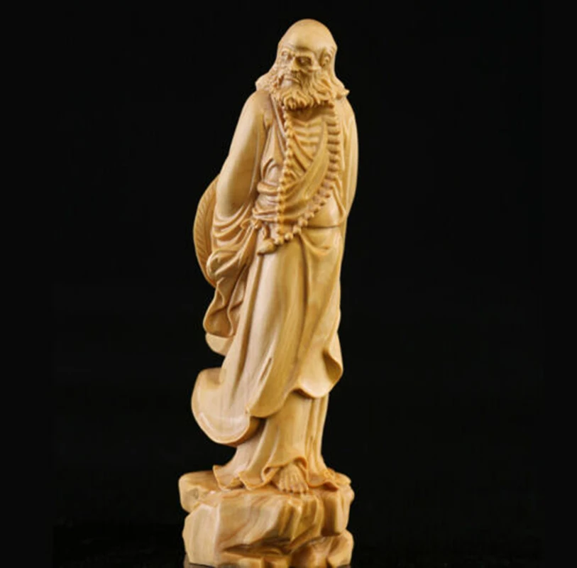 

JP063ca - 13 CM High Carved Boxwood Figurine Carving : Damo Buddha