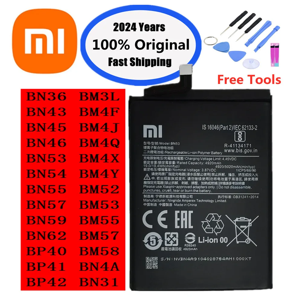 

Original Battery For Xiaomi Mi Redmi Note 9 9T 10 10T 10S 10X 11 Ultra 11T K40 K30 K20 8 8T 7 5A Mix 4 4X POCO X3 F3 F2 Pro Lite