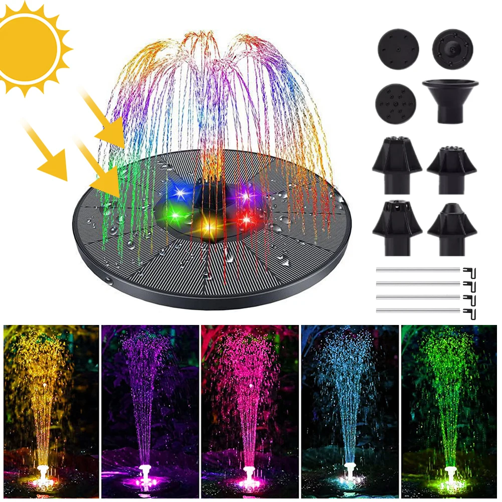Solar Fountain Water Pump with Color LED Lights Garden Waterfall Outdoor Pool Pond Bird Bath Fountain Pump with 8 Nozzles
Solar Fountain Water Pump with Color LED Lights Garden Waterfall Outdoor Pool Pond Bird Bath Fountain Pump with 8 Nozzles