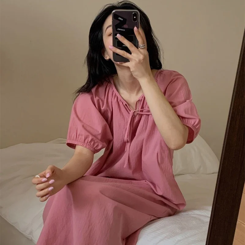 Women Cotton Chic Dress 2024 Summer Short Sleeve Casual Dress Y2k Loose Solid Long Dresses for Women Loungewear Korean Clothing
Women Cotton Chic Dress 2024 Summer Short Sleeve Casual Dress Y2k Loose Solid Long Dresses for Women Loungewear Korean Clothing