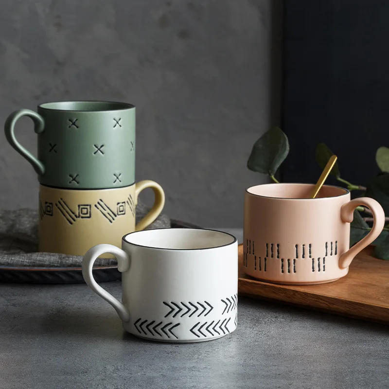 

Керамические кружки Ins в скандинавском стиле с ручной росписью, креативная чашка для завтрака, кофе, кружка для пары воды, чашки для молока, чашка для чая, подарок, украшение для дома