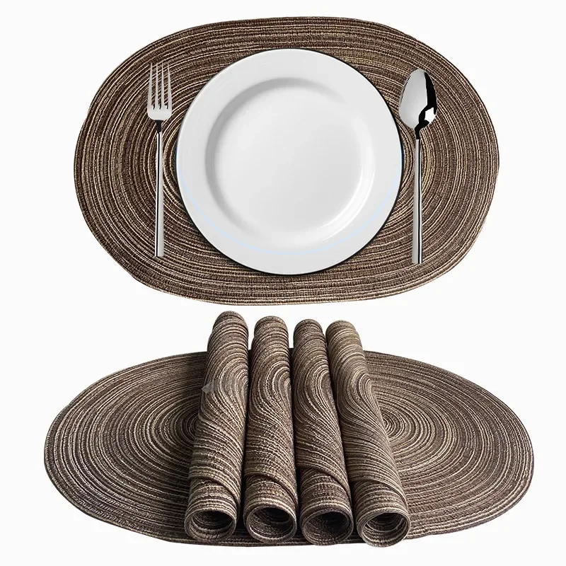 

4pcs Table Mats Braided Placemats Dining Tables Woven Plate Drink Cups Coasters Non-Slip Tableware Bowl Pads Kitchen Accessories