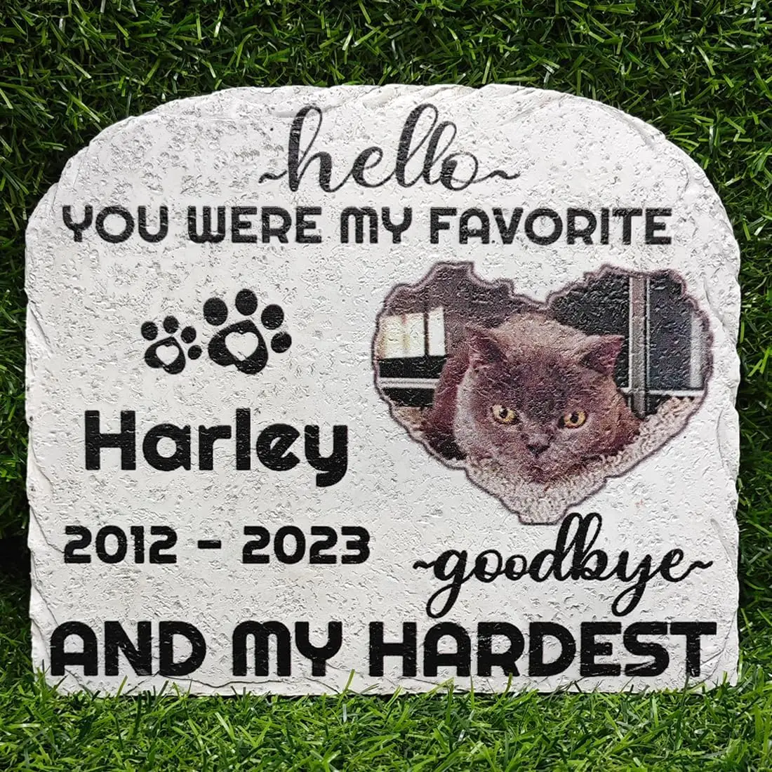 

Personalized Pet Memorial Stones, Custom Cat/Dog Memorial Garden Stone with Photo, Lost Pet Sympathy Gifts for Someone (I)