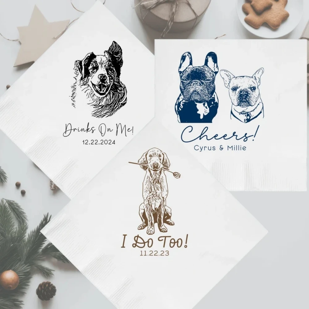 Personalized Illustrated Dog Wedding Cocktail Napkins,Reception for Engagement Birthday Shower Party, Pet Bar Napkins, 50Pcs
Personalized Illustrated Dog Wedding Cocktail Napkins,Reception for Engagement Birthday Shower Party, Pet Bar Napkins, 50Pcs