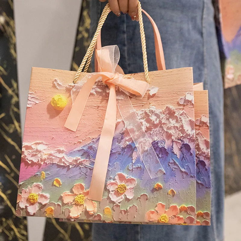 3D Oil Painting Gift Paper Bag Cream Style Gift Box Valentine's Day Birthday Wedding Gift Packaging Handbag Clothes Shopping Bag
3D Oil Painting Gift Paper Bag Cream Style Gift Box Valentine's Day Birthday Wedding Gift Packaging Handbag Clothes Shopping Bag