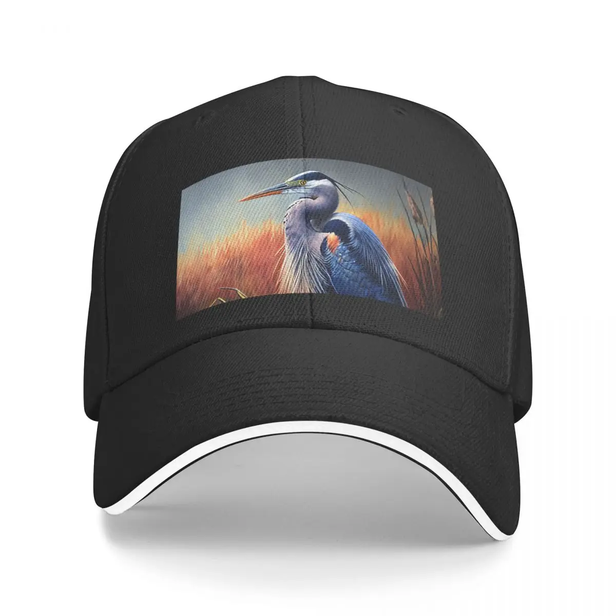 

Marsh Retreat, a Blue Heron's Coastal Haven Baseball Cap Anime Hat foam party Hat Caps Male Women's