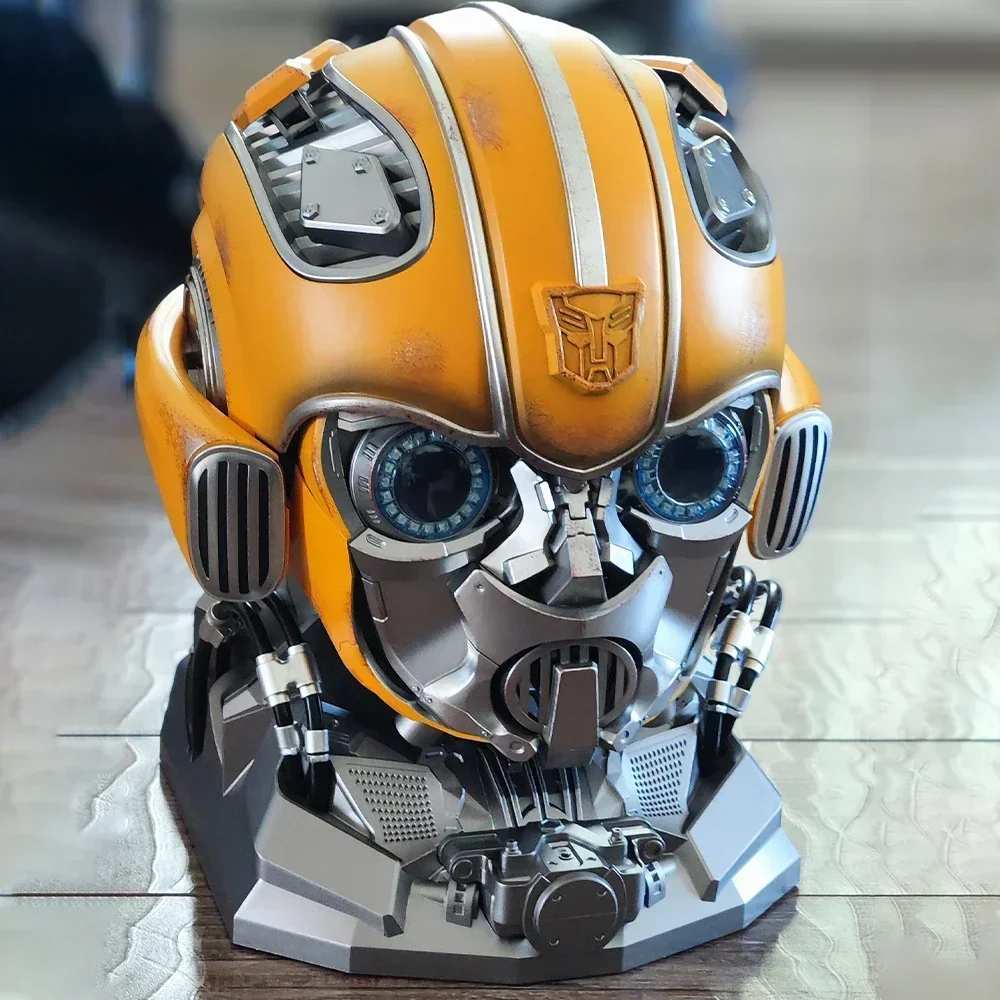 

Transformers Bumblebee 1:1 Helmet Genuine Anime Fiugre Wearable Face Changing With Speakers Model Dolls Decor Toy Gifts