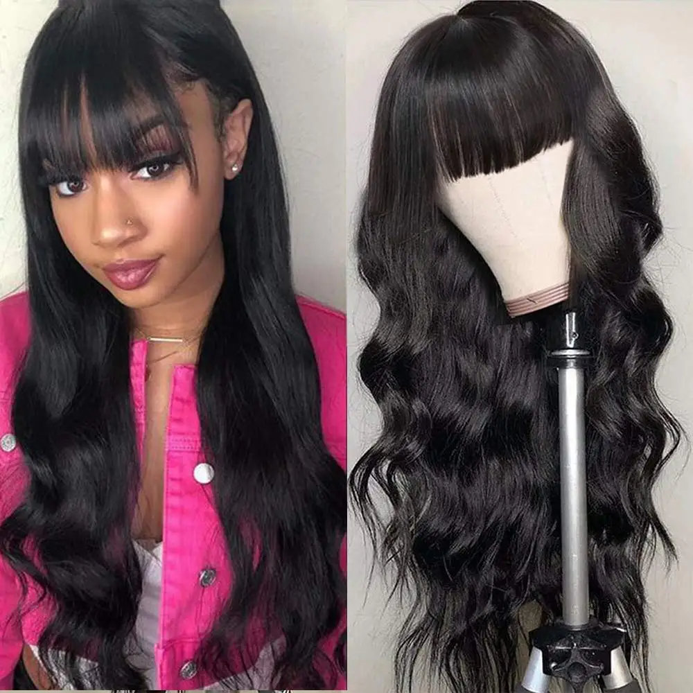 Body Wave Human Hair Wigs With Bangs 30 inch 180 Density Brazilian Pre Plucked Glueless Wig Water Wave Wig Full Machine Made Wig
Body Wave Human Hair Wigs With Bangs 30 inch 180 Density Brazilian Pre Plucked Glueless Wig Water Wave Wig Full Machine Made Wig