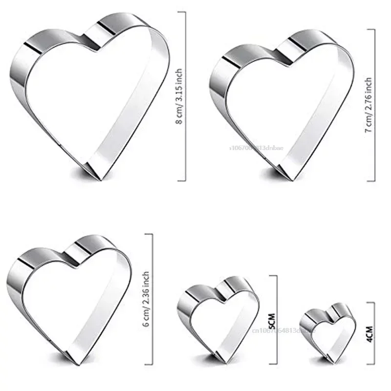 

5pcs DIY Love Heart Stainless Steel Cookie Cutter Mould Biscuit Mold Fondant Pastry Cake Decorating Baking Tool Kitchen Bakeware