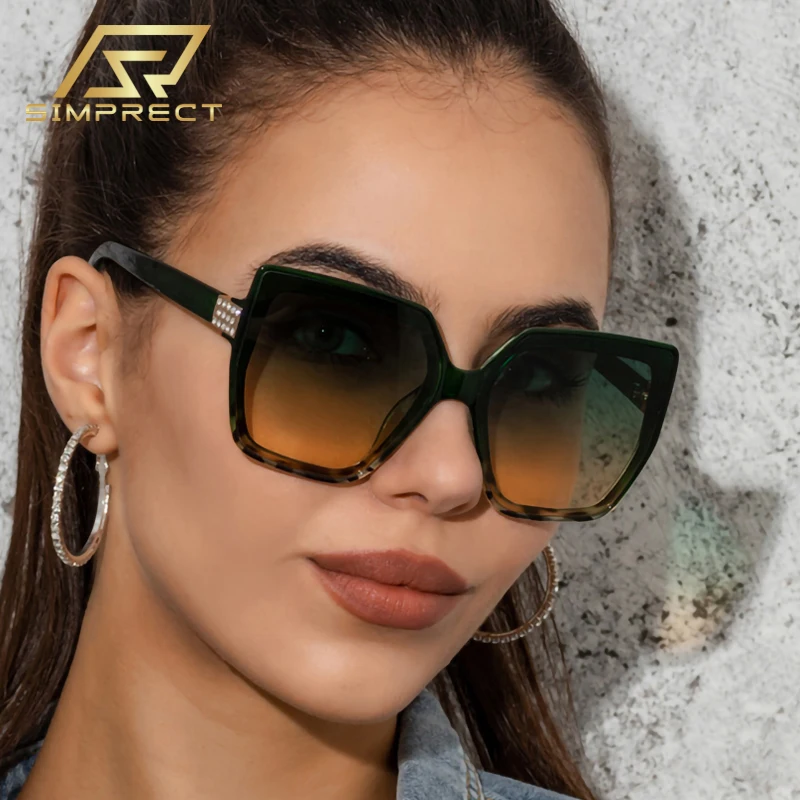 

SIMPRECT Oversized Square Sunglasses Women 2023 Luxury Brand Designer Quality Vintage Cat Eye Sun Glasses UV Protection oculos