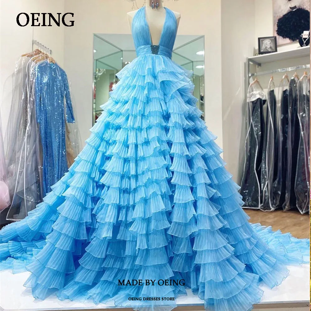 OEING Sky Blue Tulle Tiered Evening Dress Elegant Night V Neck Prom Gowns Floor Length Ball Grown For Formal Occasion
OEING Sky Blue Tulle Tiered Evening Dress Elegant Night V Neck Prom Gowns Floor Length Ball Grown For Formal Occasion