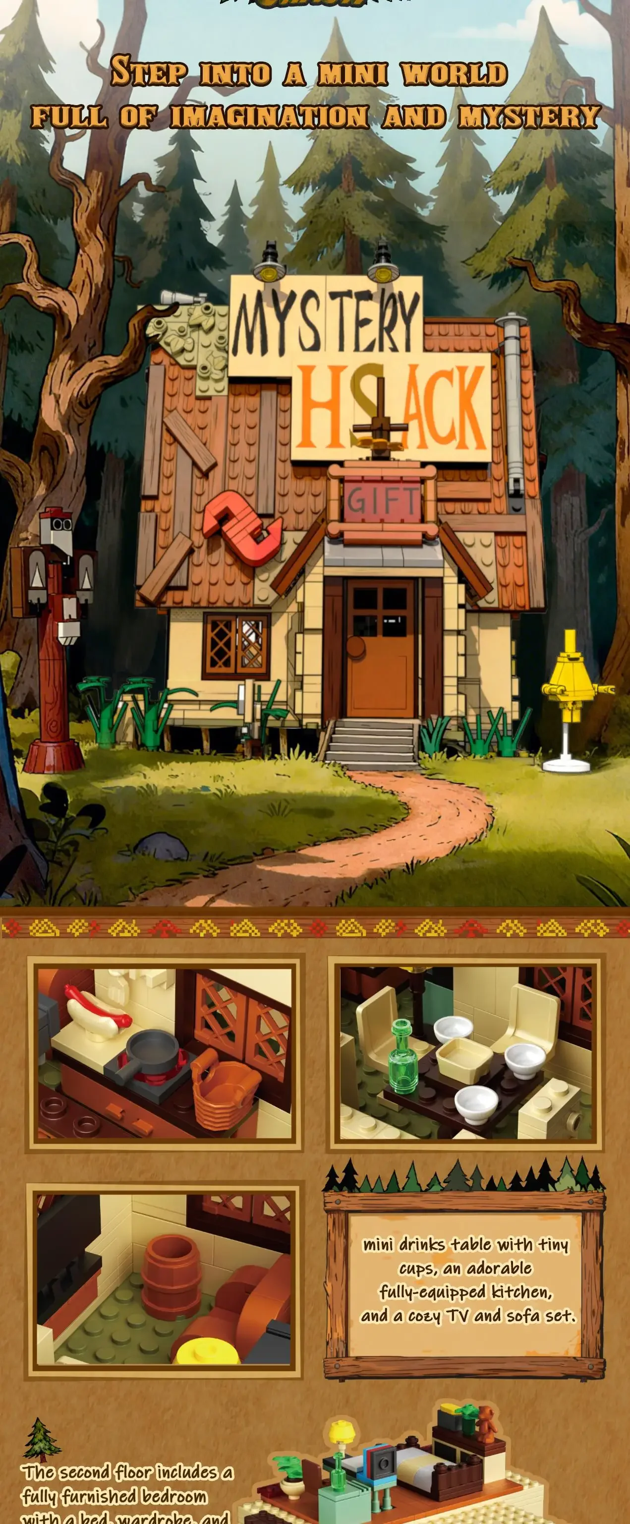 1108PCS Mystery House Building Blocks Classic Cartoon Forest House Model Ornament Children's Educational DIY Toy Holiday Gifts 1108PCS Mystery House Building Blocks Classic Cartoon Forest House Model Ornament Children's Educational DIY Toy Holiday Gifts