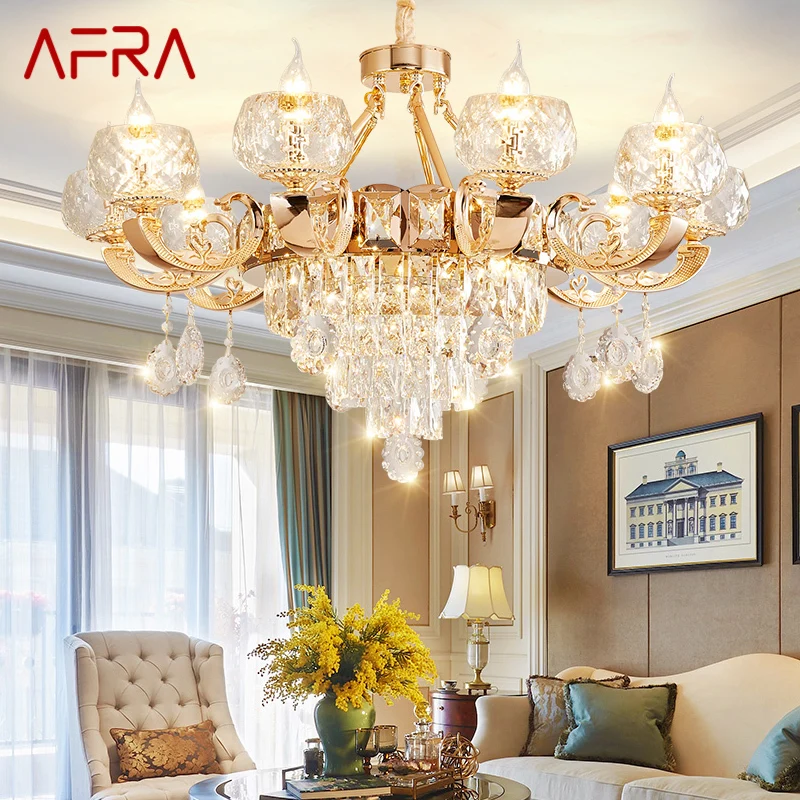 

Золотая ретро-люстра AFRA в стиле постмодерн, роскошные винтажные светильники со стразами, Декор для дома, гостиной, спальни, отеля