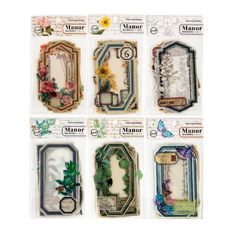 

20Packs Wholesale Frame stickers vintage pattern border decorative landscape material Paper Scrapbooking handmade 80*145MM