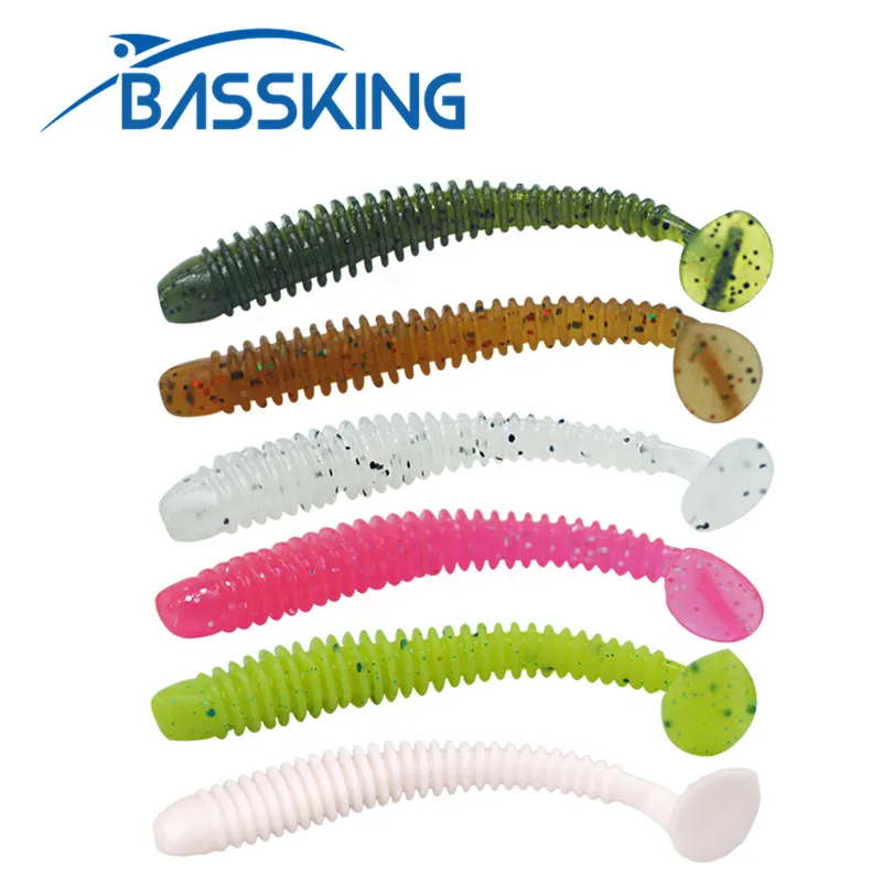 

BASSKING 20Pcs Jig Wobblers Fishing Lure Silicone 50mm 0.7g Worm Soft Bait T Tail Swim Artificial Baits Carp Bass Pesca Tackle