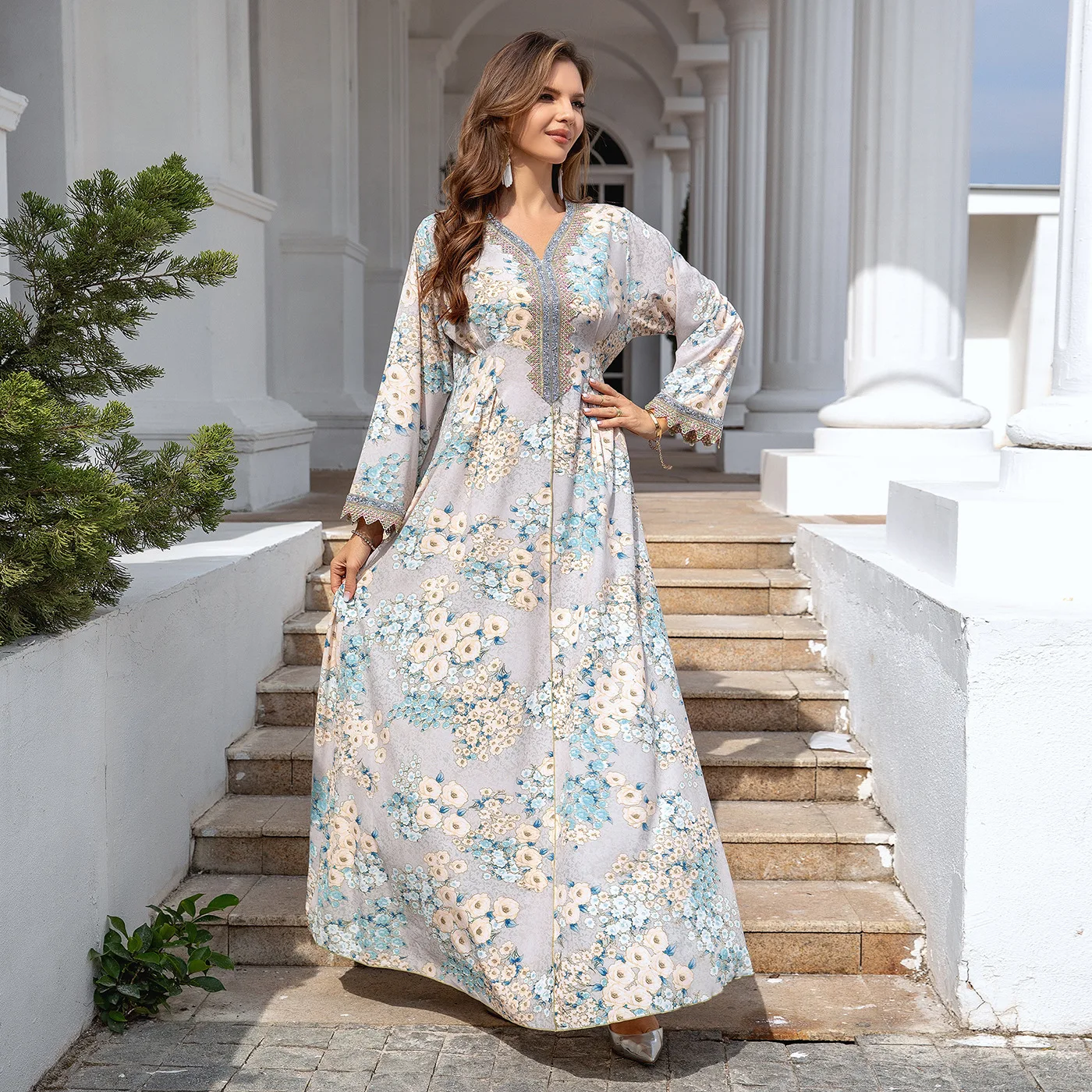 

Исламский марокканский мусульманский арабский роскошный модный халат женская одежда абайя Дубай свободное вечернее платье с принтом оптовая продажа