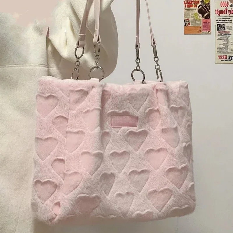 Sweet Love Heart Purse Women's Tote Bags Winter Fashion Ladies Faux Fur Handbags Elegant Female Soft Plush Shoulder Bag
Sweet Love Heart Purse Women's Tote Bags Winter Fashion Ladies Faux Fur Handbags Elegant Female Soft Plush Shoulder Bag