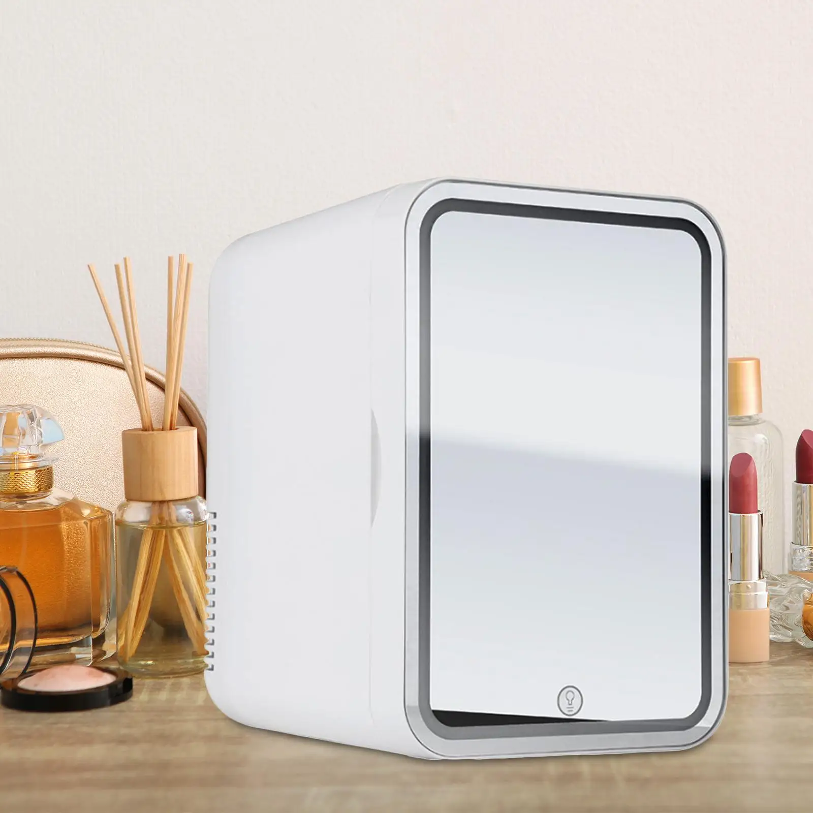 

Portable Cosmetic Fridges Mirrored Beauty Refrigerator Mini Fridge 8L for Skincare with 3 Mode LED Makeup Mirror Makeup Storage