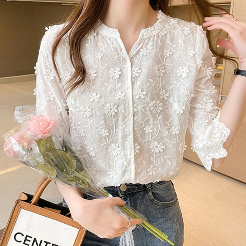 Summer Tops Lace Blouses Women Embroidery Floral White Shirt 2023 Fashion Casual Short Sleeve Cotton Shirts Women's Blusas 9638
Summer Tops Lace Blouses Women Embroidery Floral White Shirt 2023 Fashion Casual Short Sleeve Cotton Shirts Women's Blusas 9638
