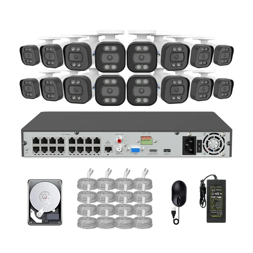 

Уличная камера видеонаблюдения Poe Kit, IP67 H.265 + Full HD 16 каналов, двухстороннее цветное ночное видение, 5 МП, Ip, 16 каналов, 4K, NVR