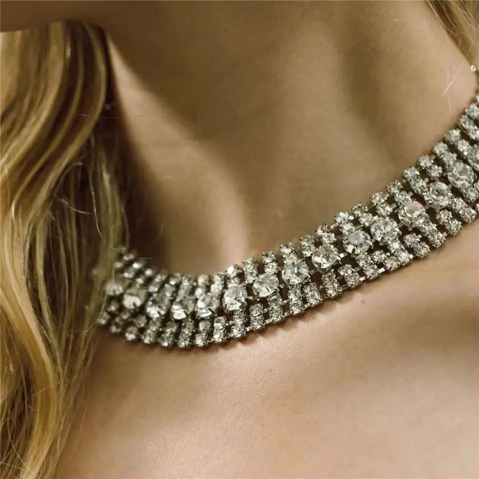 Luxury Multi-row Rhinestone Short Neck Necklace Shiny Crystal Necklace For Women's Neck Chain Banquet Party Jewelry Wholesale
Luxury Multi-row Rhinestone Short Neck Necklace Shiny Crystal Necklace For Women's Neck Chain Banquet Party Jewelry Wholesale