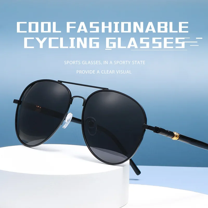 

New Polarized Sunglasses Pilot Glasses Men's and Women's Driving Fashion Street Shot Retro HD Double Beam Toad Sunglasses