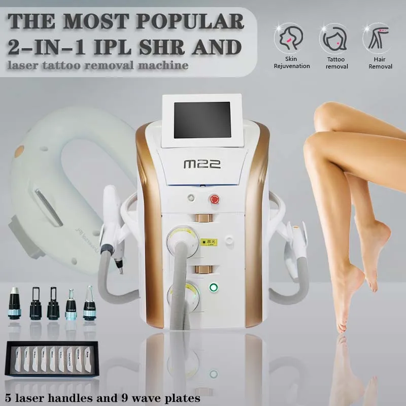 

2 In 1 OPT M22 Skin Rejuvenation Acne Freckle Therapy Face Tightening IPL Hair Removal Laser ND YAG Laser Tattoo Removal Machine