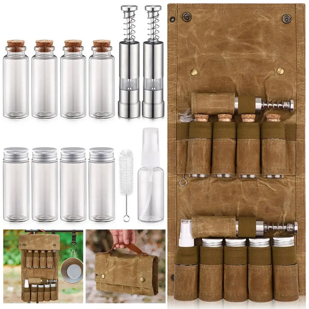 

Outdoor Seasoning Bottle Set Portable Spice Bag Foldable Spice Bag Set for Outdoor Picnic Bbq Portable Condiment for Travel