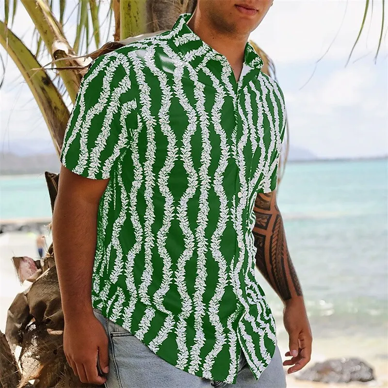 

Men's Casual Shirt Beach Shirt Short Sleeves Graphic Waves Turndown Street Vacation Clothing Apparel Stylish Modern Contemporary