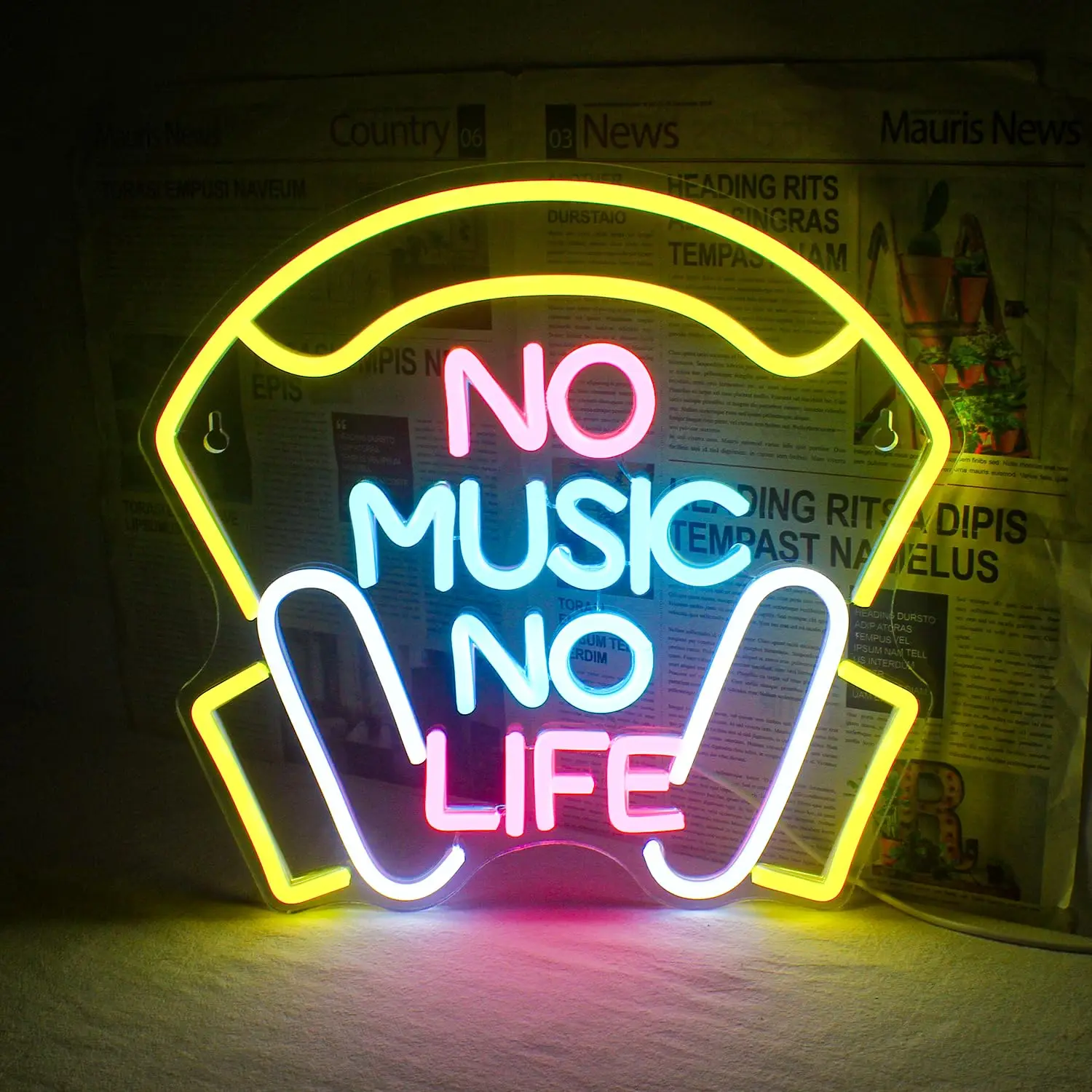 

Music Neon Signs for Wall Decor, No Music No Life Neon Lights Signs, Creative LED Light up Sign with USB Powered for Music Room,