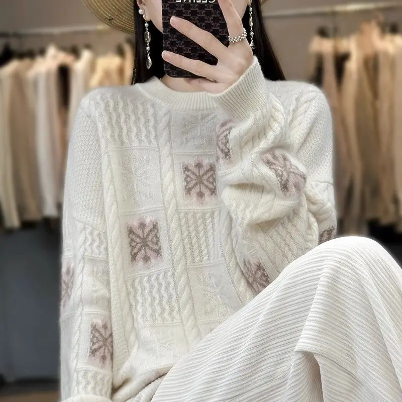 Autumn and Winter New 100% Cashmere Sweater Round Neck Printed Women Sweater Loose Versatile Wool Knitted Pullover Clothes X327
Autumn and Winter New 100% Cashmere Sweater Round Neck Printed Women Sweater Loose Versatile Wool Knitted Pullover Clothes X327