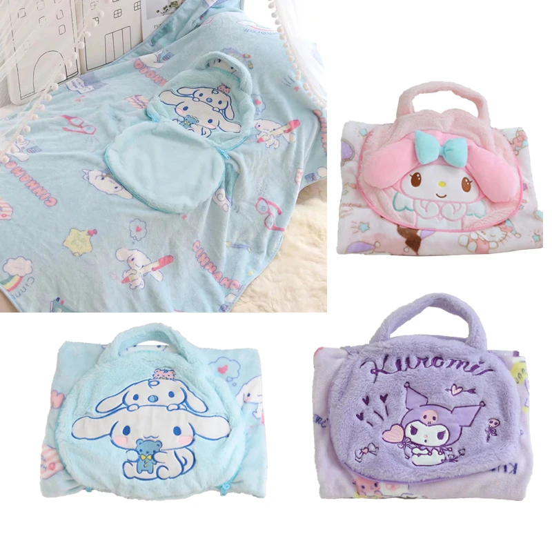

Милые одеяла с аниме Kuromi My Melody Cinnamoroll для дома и офиса, одеяла для сна, подушки, одеяла, плюшевый мешок, подарок