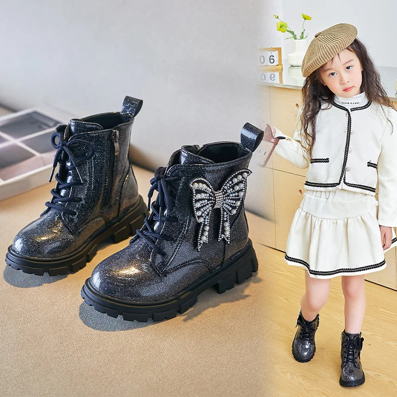 Autumn Winter New Bow Princess Girl Shoe Fashion Glitter Shiny Ankle Boot Soft Sole Non-Slip Kid Boots
Autumn Winter New Bow Princess Girl Shoe Fashion Glitter Shiny Ankle Boot Soft Sole Non-Slip Kid Boots