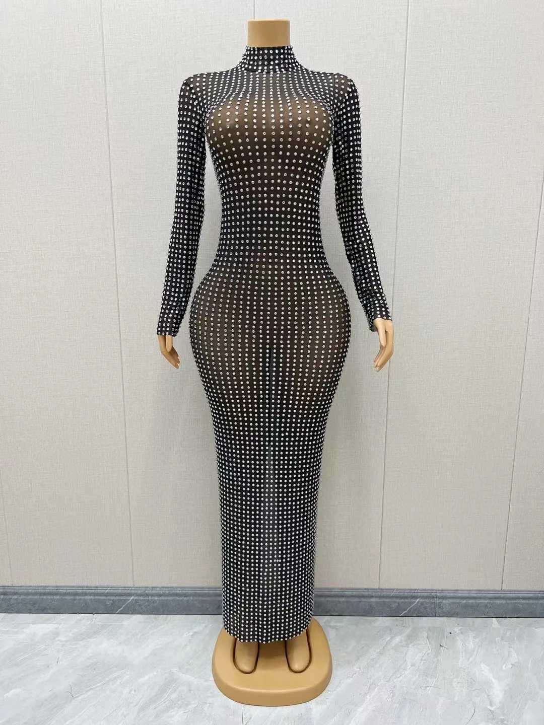 Silver Rhinestones Long Sleevees Green MeshTransparent Dress Sexy Stretch Outfit DanceStage See Through Full Stones Costume C081
Silver Rhinestones Long Sleevees Green MeshTransparent Dress Sexy Stretch Outfit DanceStage See Through Full Stones Costume C081