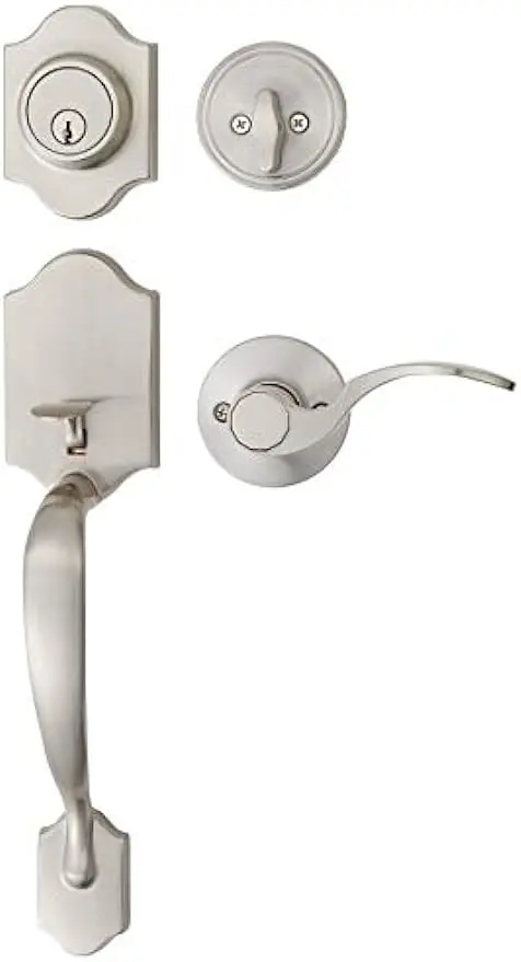 Amazon Basics Handleset with Shelby Lever - Single Cylinder - Satin Nickel-6 Packs 1 Carton
Amazon Basics Handleset with Shelby Lever - Single Cylinder - Satin Nickel-6 Packs 1 Carton