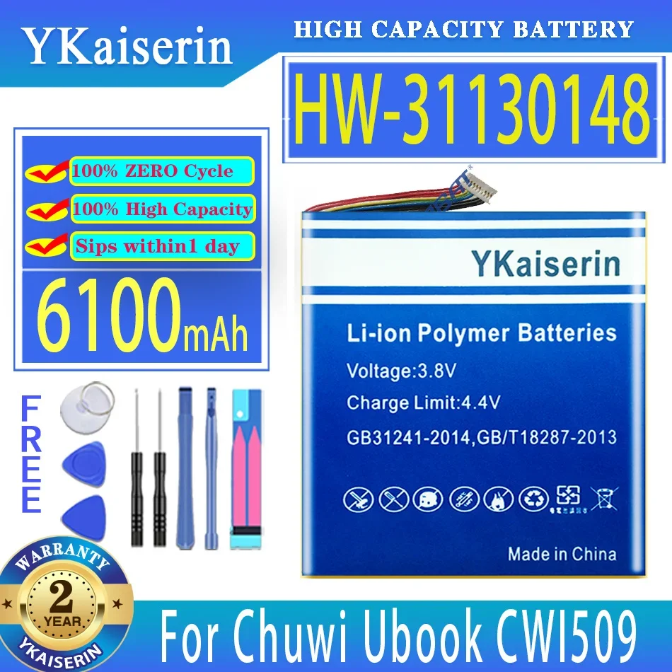 

YKaiserin 6100mAh Replacement Battery HW-31130148 H-31130148P For Chuwi Ubook CWI509 7-wire Bateria
